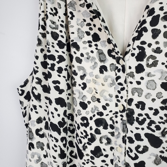 Lane Bryant Dress Black White Cheetah Print Button Front Dress 18/20 - Picture 5 of 8